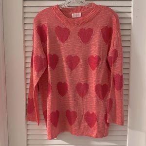 🩷 Pink Lily Heart Sweater, NWOT, Size XS